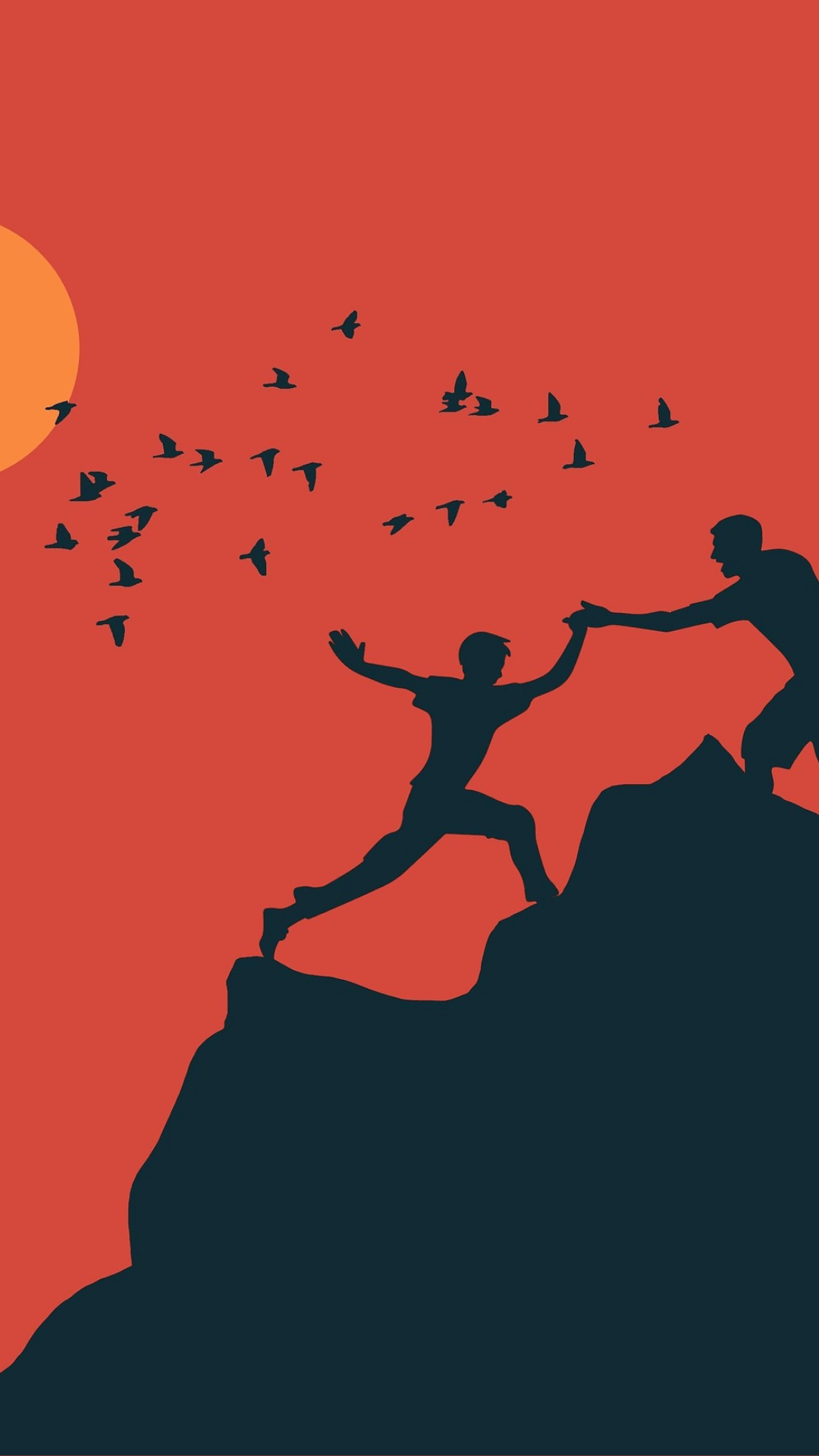 Illustration of a person reaching the summit of a mountain at sunrise, representing recovery from porn addiction