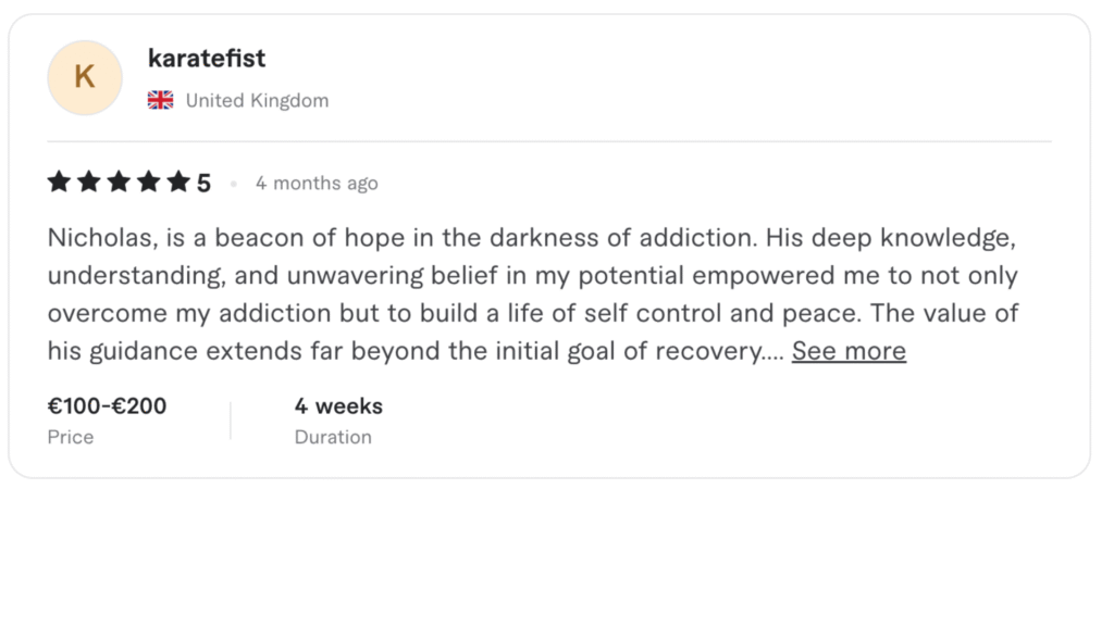 a successful client's testimonial after coaching transformation to quit porn nofap